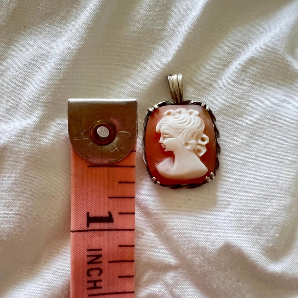 Vintage Antique Cameo Pendant Italian Bacchante Profile - Picture 4 of 5